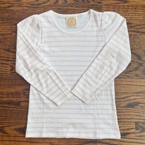 The Beaufort Bonnet Company Long Sleeve Striped Tee in White and Light Pink